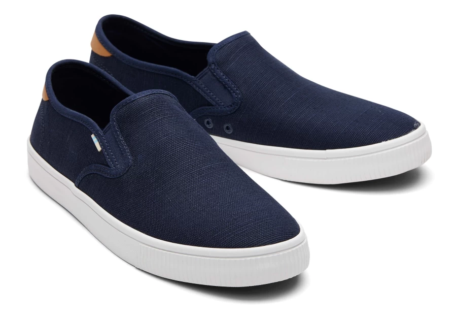 TOMS Baja Heritage Canvas Slip-On Sneakers in Navy | Comfortable Boat Shoes for Men and Women