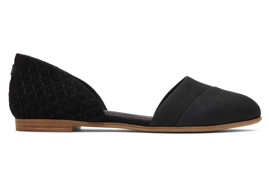 TOMS Black Leather Waffle Jutti D'Orsay Flat Shoes