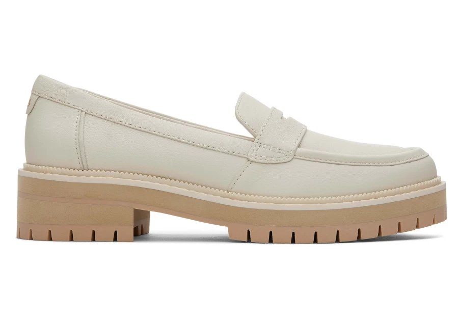 TOMS Beige Leather Loafer - Light Sand Cara Slip-On Comfort Shoes for Men & Women