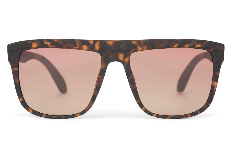 TOMS Matte Tortoise & Violet Brown Gradient Traveler Sunglasses – Jett Style UV Protection