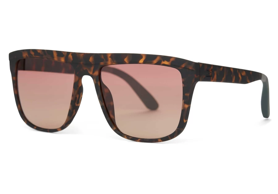 TOMS Matte Tortoise & Violet Brown Gradient Traveler Sunglasses – Jett Style UV Protection