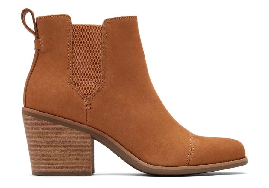 TOMS Everly Tan Nubuck Heeled Boots for Women