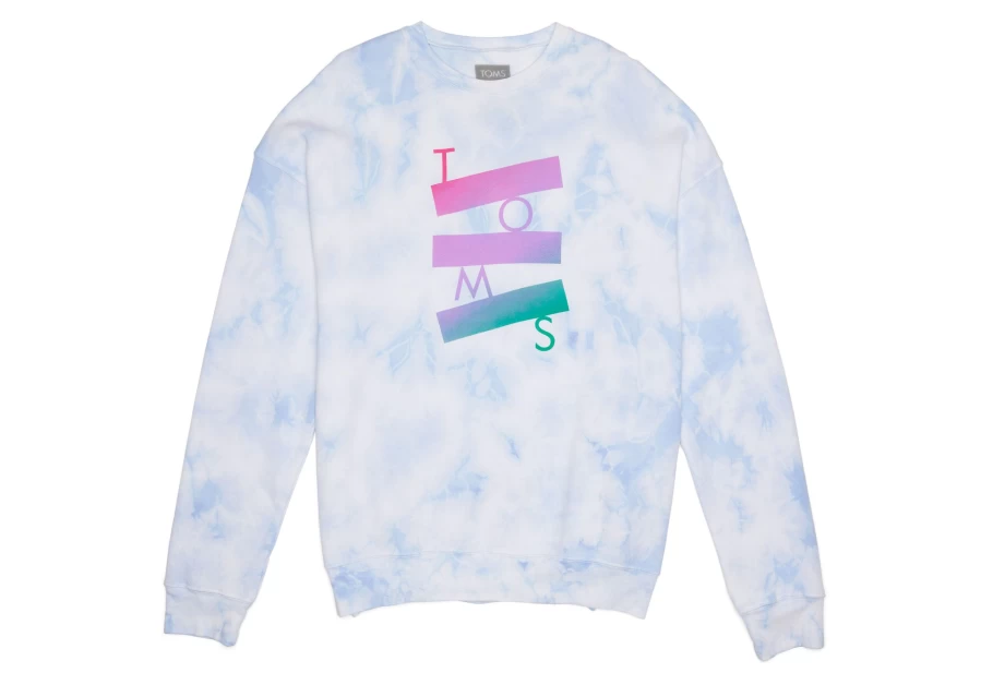 TOMS Blue Tie-Dye Fleece Crewneck Sweatshirt - Soft Comfort Pullover