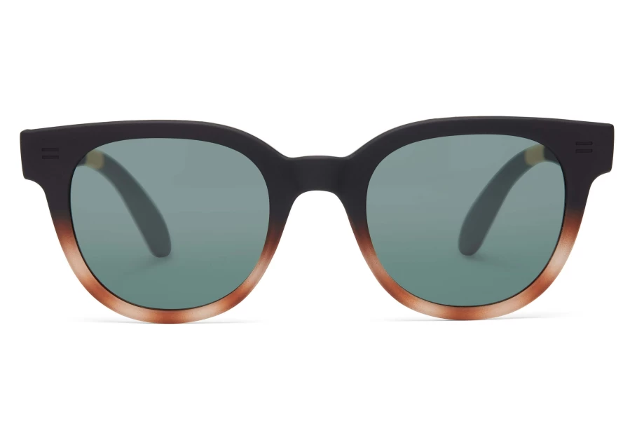 TOMS Tortoise Grey Fade Traveler Sunglasses – Rhodes Black Tortoise Style