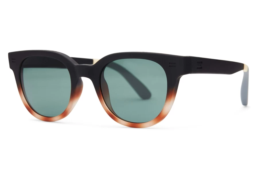 TOMS Tortoise Grey Fade Traveler Sunglasses – Rhodes Black Tortoise Style