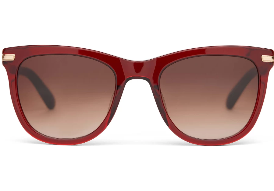 TOMS Victoria Rosewood Handcrafted Sunglasses - Rosewood Crystal/Brown Gradient Polarized Lenses