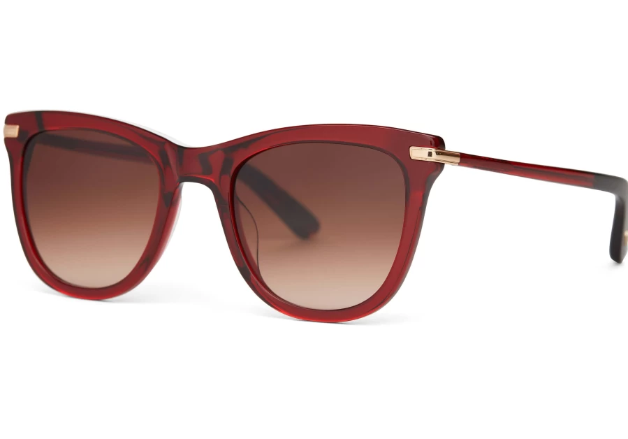 TOMS Victoria Rosewood Handcrafted Sunglasses - Rosewood Crystal/Brown Gradient Polarized Lenses