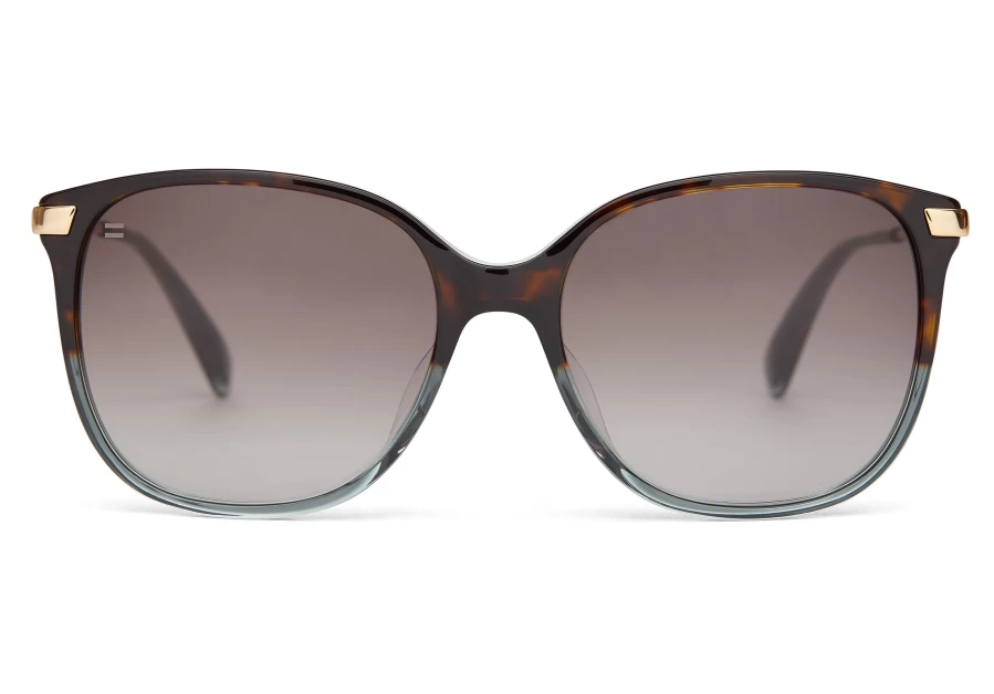 TOMS Handcrafted Tortoise Ocean Grey Fade to Gold Sunglasses with Dark Grey Gradient Lenses