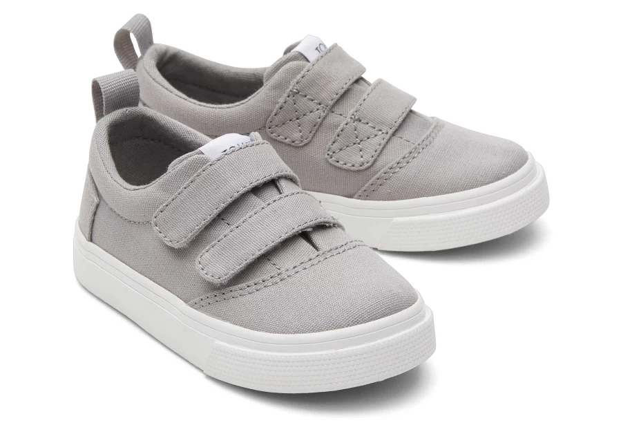 TOMS Drizzle Grey Double Strap Toddler Sneakers for Boys and Girls