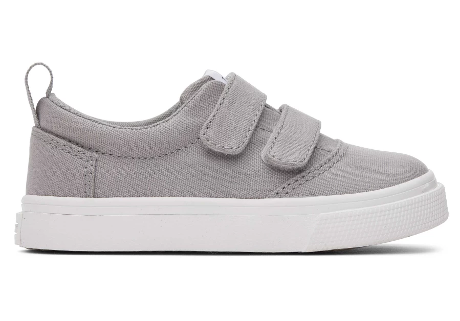 TOMS Drizzle Grey Double Strap Toddler Sneakers for Boys and Girls