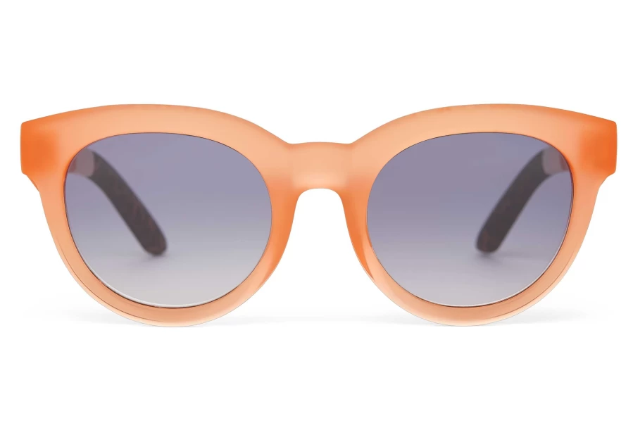 TOMS Florentin Peach Traveler Sunglasses - Matte/Shiny Peach Crystal Fade & Blue Gradient Polarized Lenses