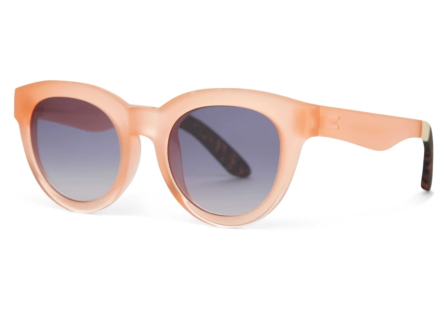 TOMS Florentin Peach Traveler Sunglasses - Matte/Shiny Peach Crystal Fade & Blue Gradient Polarized Lenses