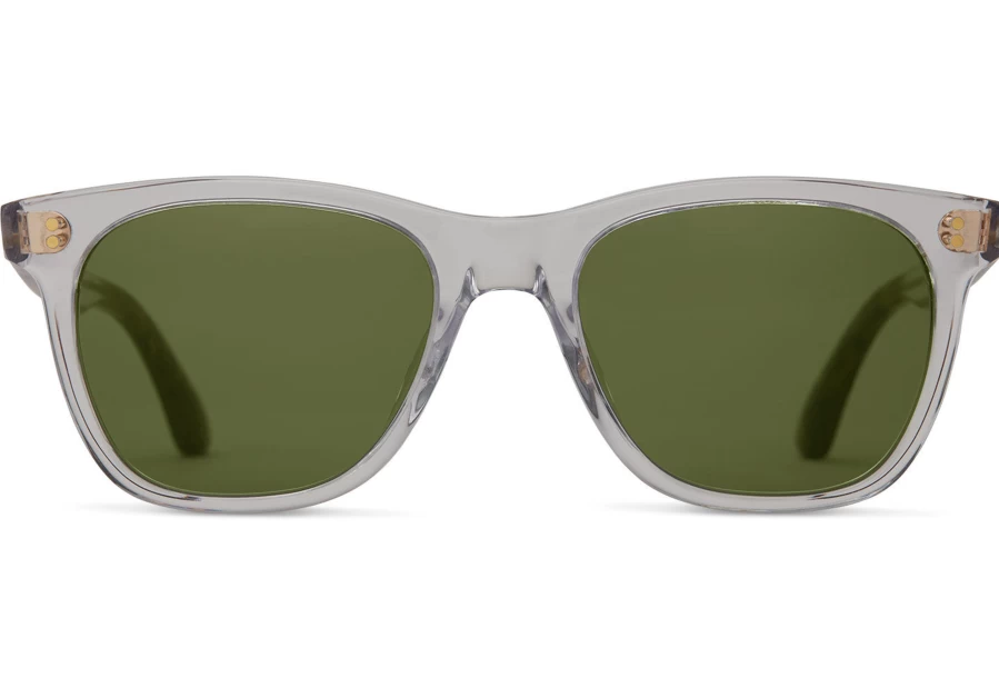 TOMS Fitzpatrick Vintage Crystal Sunglasses - Handcrafted Glass Bottle Green Lens