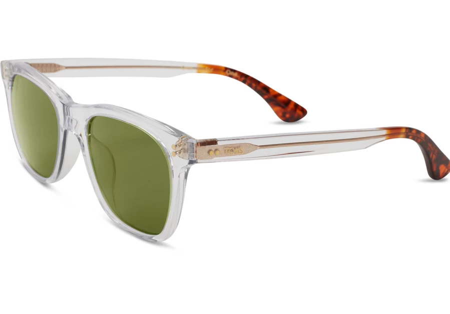 TOMS Fitzpatrick Vintage Crystal Sunglasses - Handcrafted Glass Bottle Green Lens
