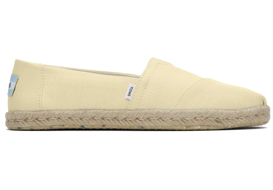 TOMS Pale Lemon Woven Alpargata Espadrille Rope Sole Shoes
