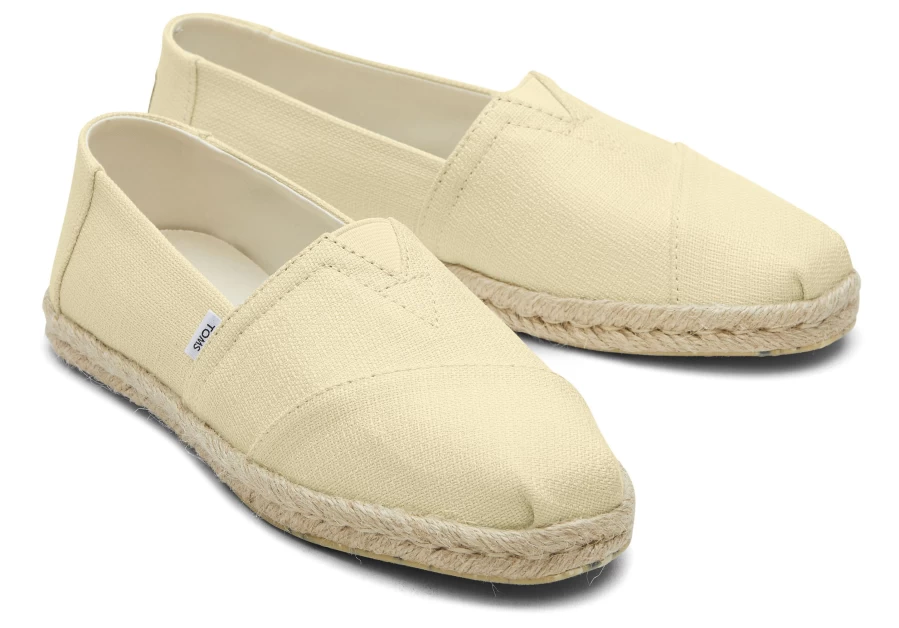 TOMS Pale Lemon Woven Alpargata Espadrille Rope Sole Shoes