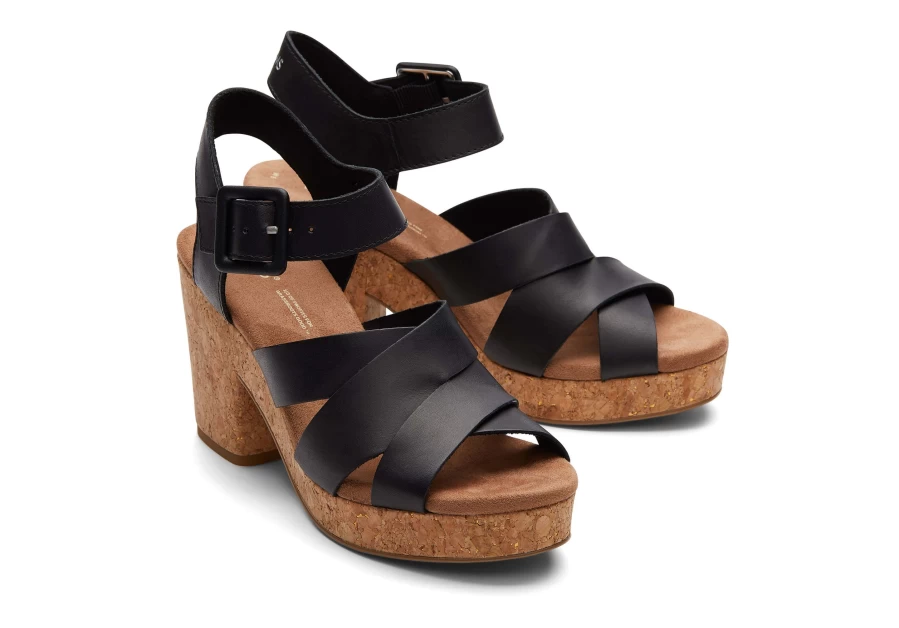 TOMS Ava Black Sandals for Women - Comfortable & Stylish Footwear