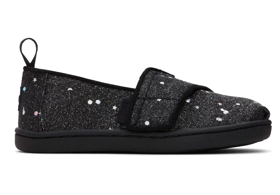 TOMS Alpargata Cosmic Black Glitter Toddler Shoes for Girls and Boys