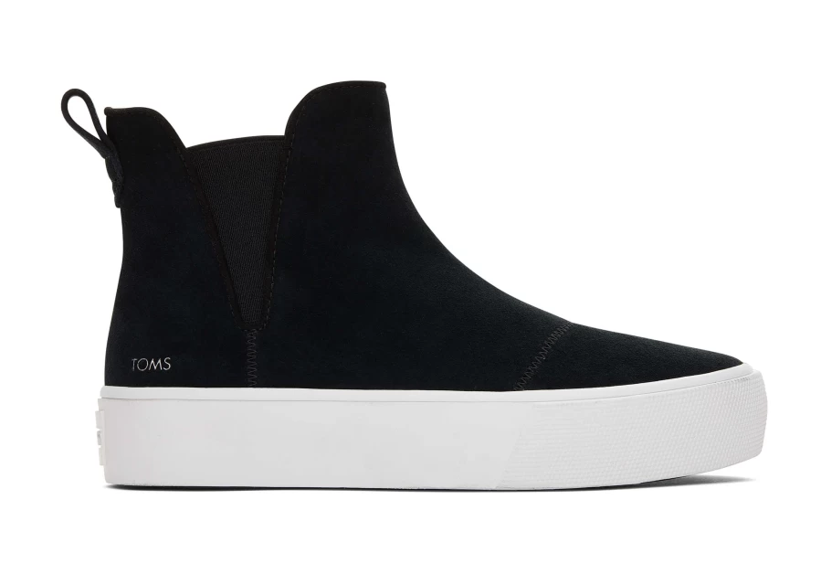 TOMS Black Chelsea Suede Sneakers - Fenix Platform Slip-On Shoes for Men & Women