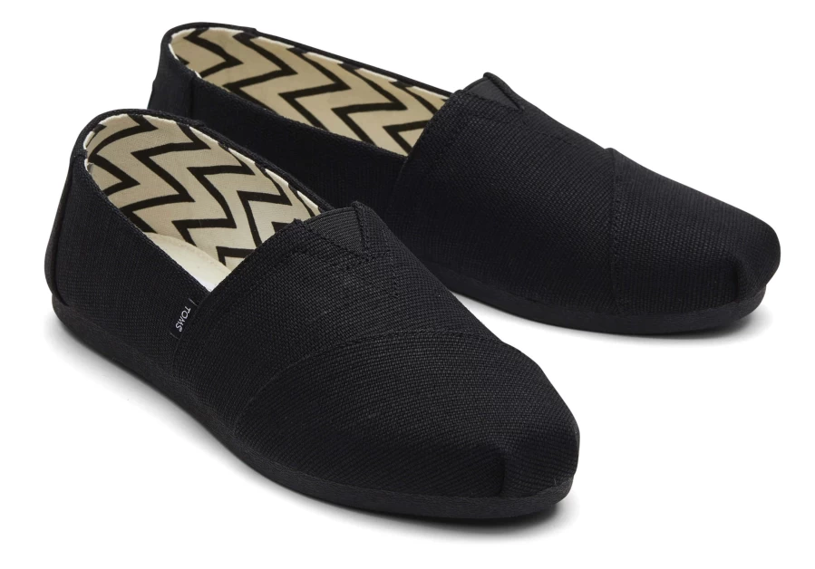 TOMS Alpargata All Black Heritage Canvas Wide Width Shoes - Black/Black Wide