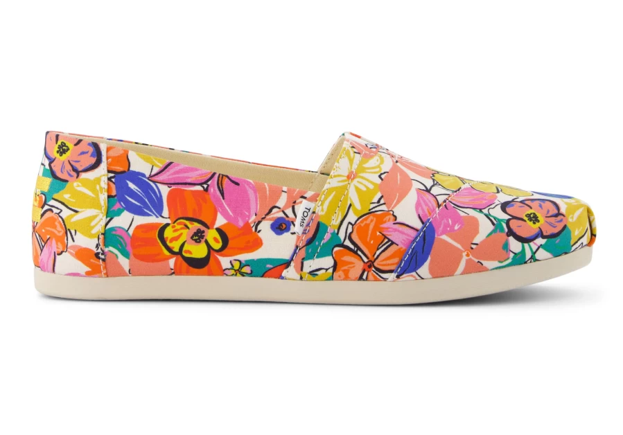 TOMS Women's Alpargata Slip-On Espadrille Shoes in Painted Floral Multi Color