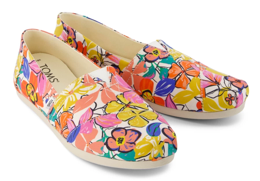 TOMS Women's Alpargata Slip-On Espadrille Shoes in Painted Floral Multi Color