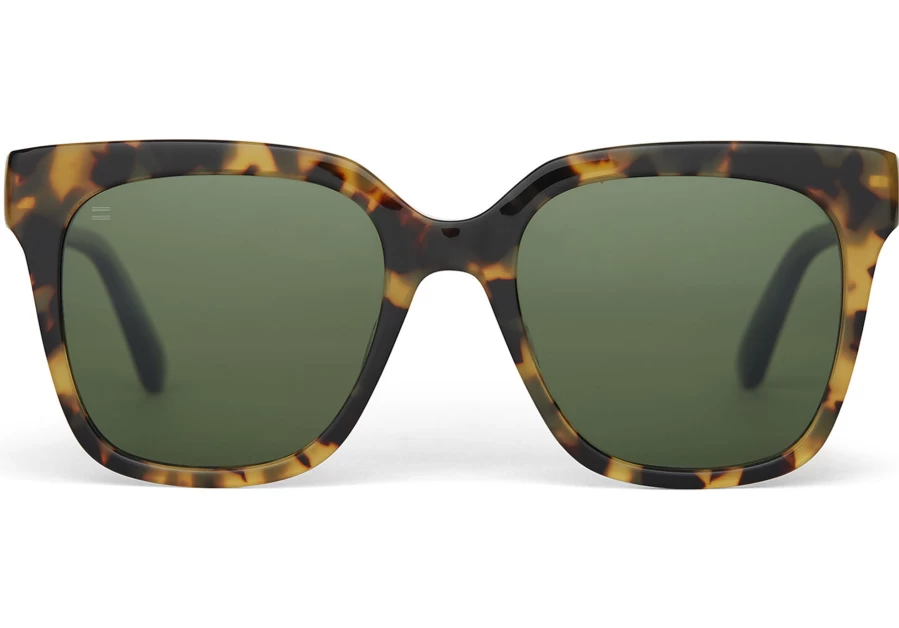 TOMS Blonde Tortoise Polarized Sunglasses - Bottle Green Lens Handcrafted Fashion Eyewear